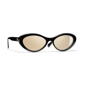 CHANEL
Acetate Gold Mirror Oval Sunglasses 5416 Black
